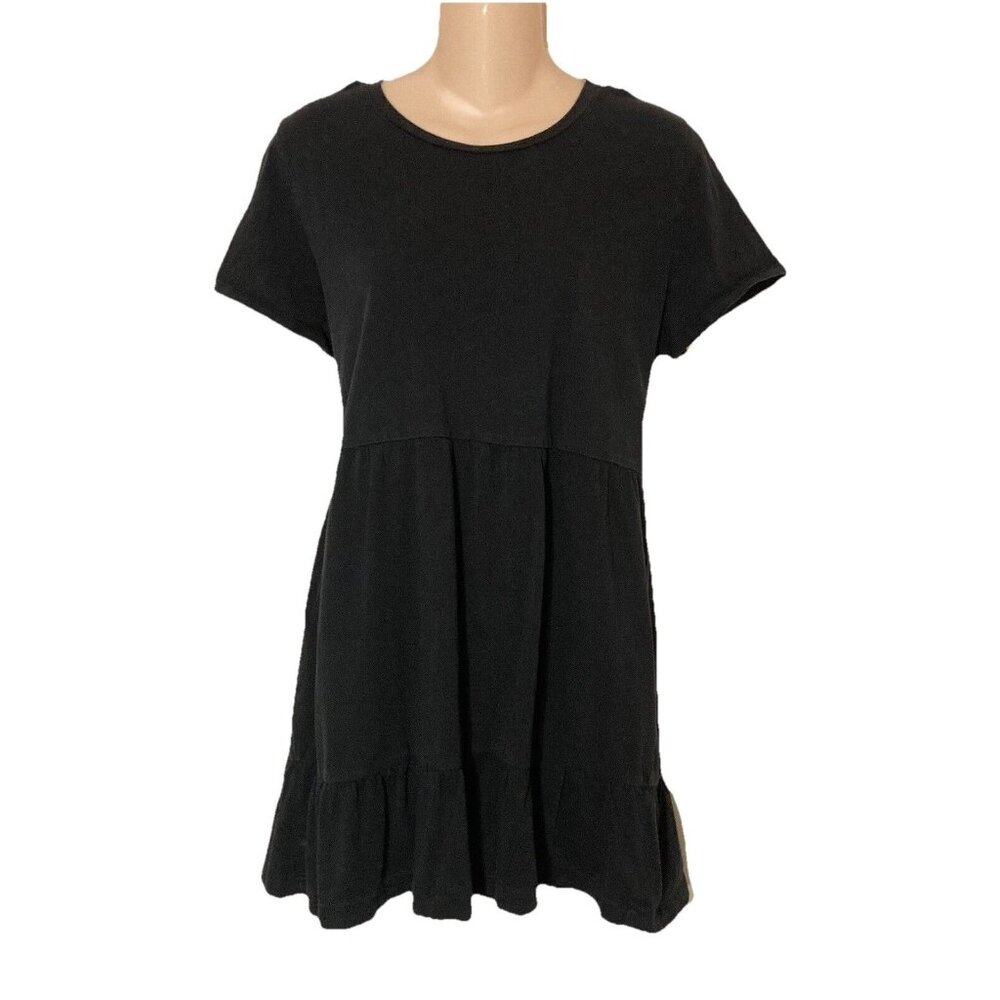 J. Crew Women's Size Medium Black Short Sleeve Pullover Smock Top Ruffle Hem